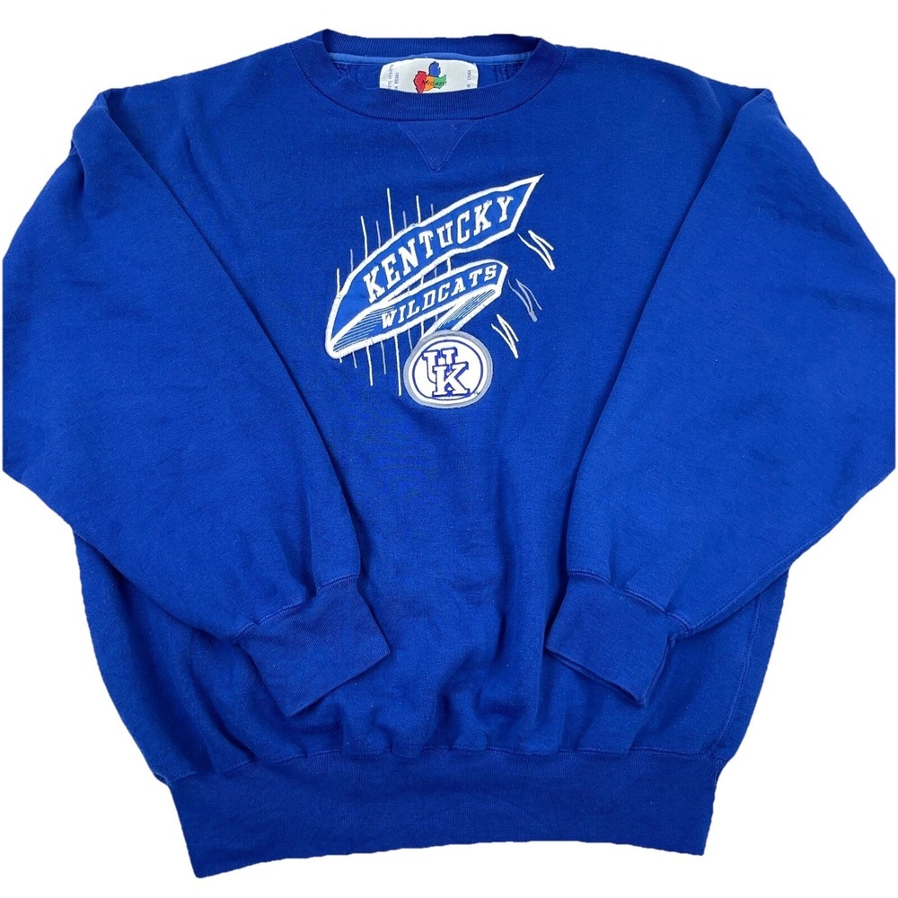 Vintage Kentucky Wildcats Sweatshirt Men XL Blue Crewneck 90s Y2K‎ Embroidered *